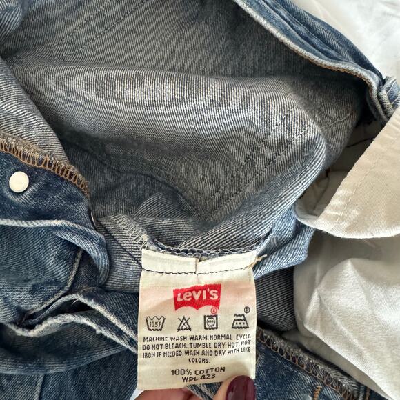 Vintage 90s Levis 501s Thrashed Med Wash Mens 34 x 30 Distressed Red Tab Jeans - Picture 4 of 13
